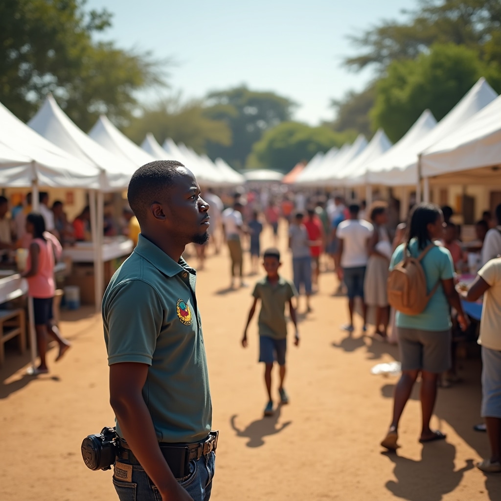 Community celebration with coordinated setup and vendor management